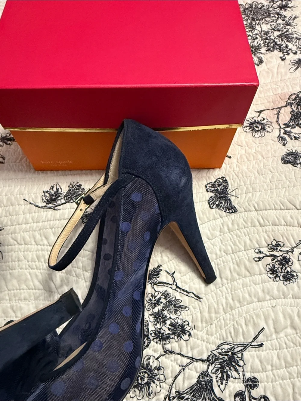 Kate Spade Navy Mesh Suede 6 M Italy